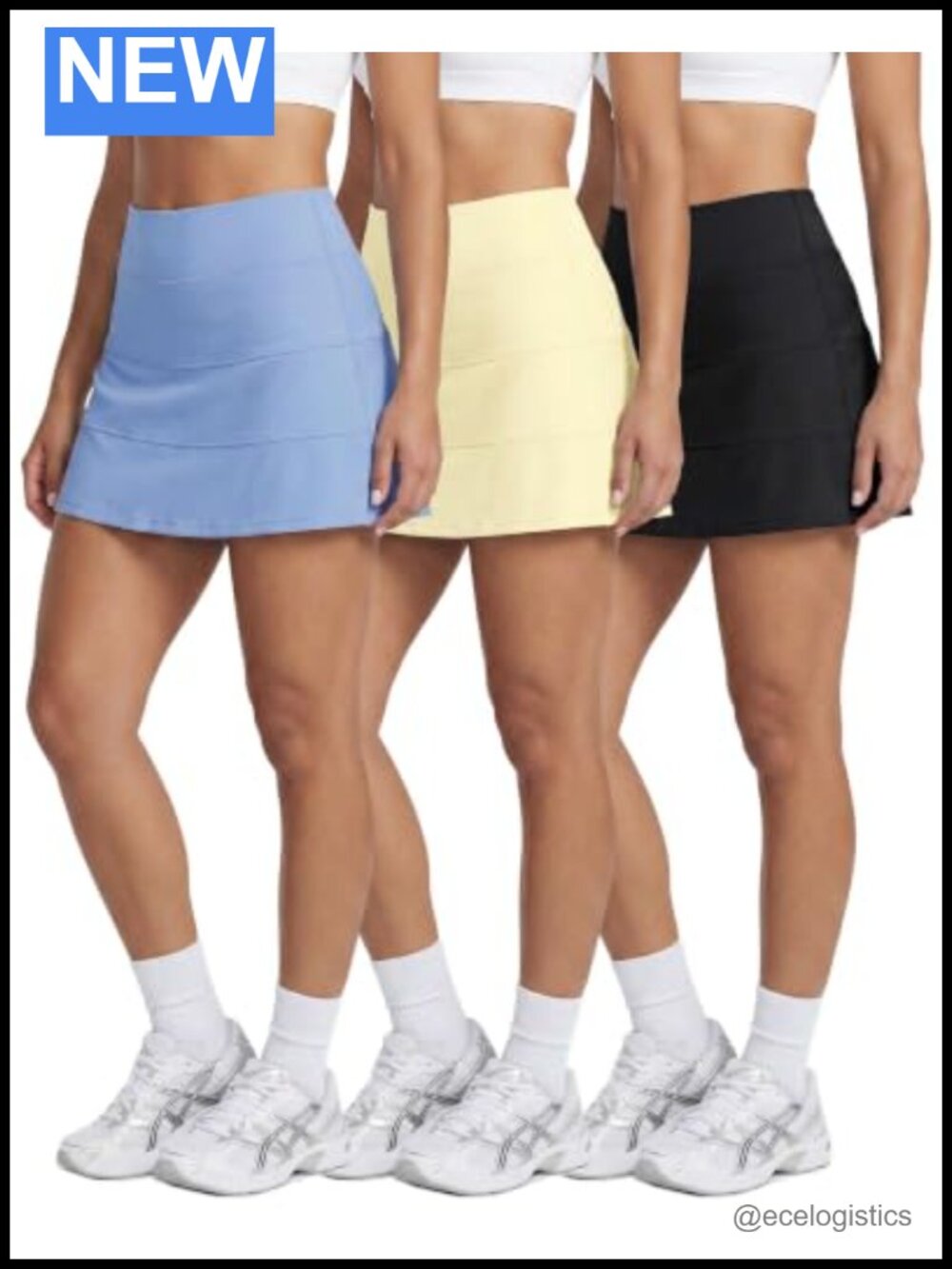 3 Pack Tiered Skorts Built in Shorts Pockets Tennis Golf